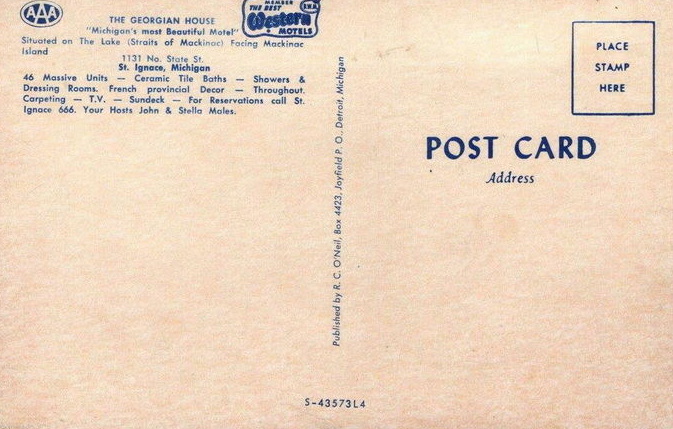 Baymont St Ignace (Georgian House) - Old Postcard (newer photo)